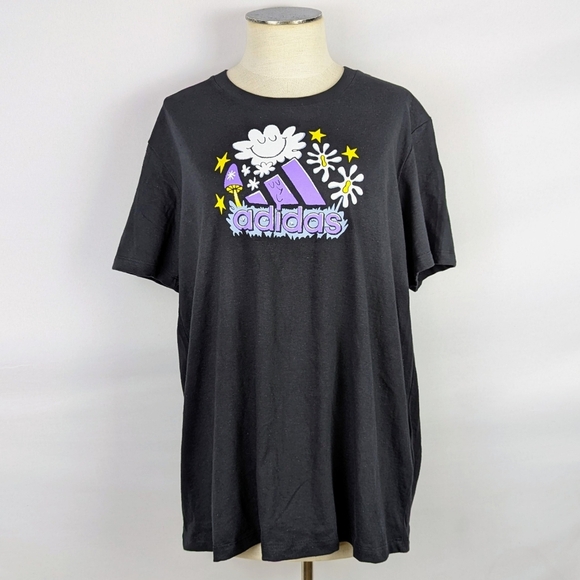 adidas Doodle Graphic Dream Garden Tee Short Sleeves Black XL NWT - Picture 1 of 11